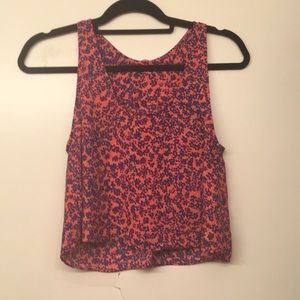 Eight sixty pink and blue crop top flowy tank